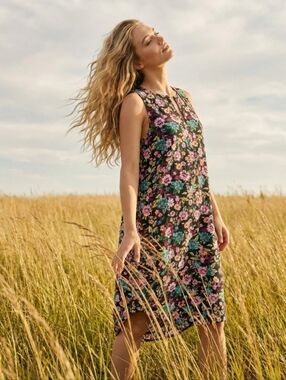 BANANA REPUBLIC FLORAL SHIFT DRESS SZ S 4 6